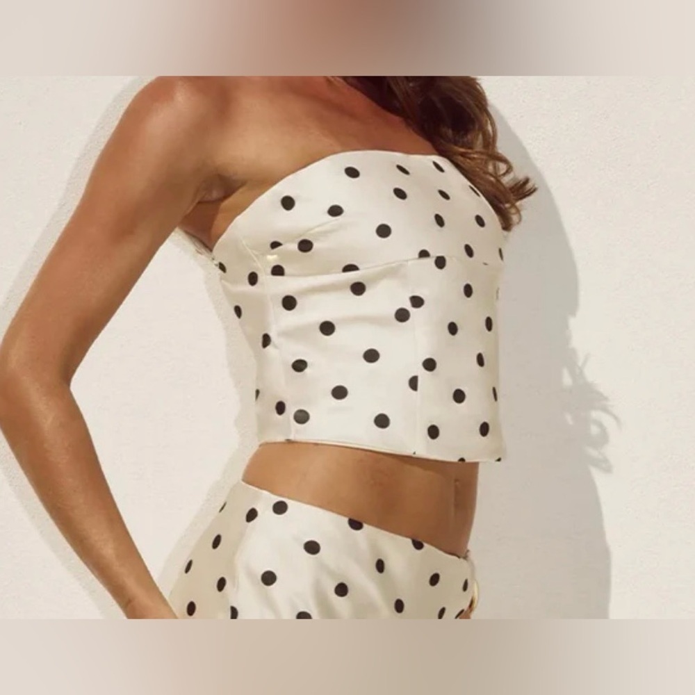 RILEY & JAMES Junior Summer Polka Dot Strapless Tube Crop Top